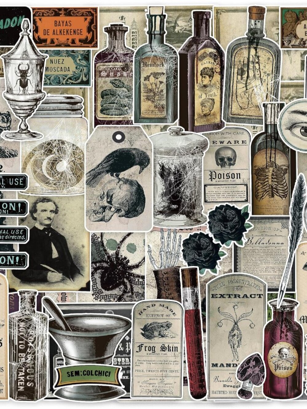 106 Pcs Potion Labels Stickers, Apothecary Sticker Dark Aesthetic Wine Bottle St